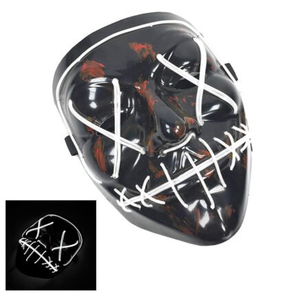 Light Up Purge Mask Led Scary Halloween Cosplay Masks for Adults - White - WAN-52361