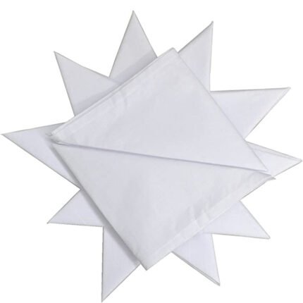 12 Pcs Men White Cotton Handkerchief 40cmx40cm for Party Tea Meeting - HOM-60203